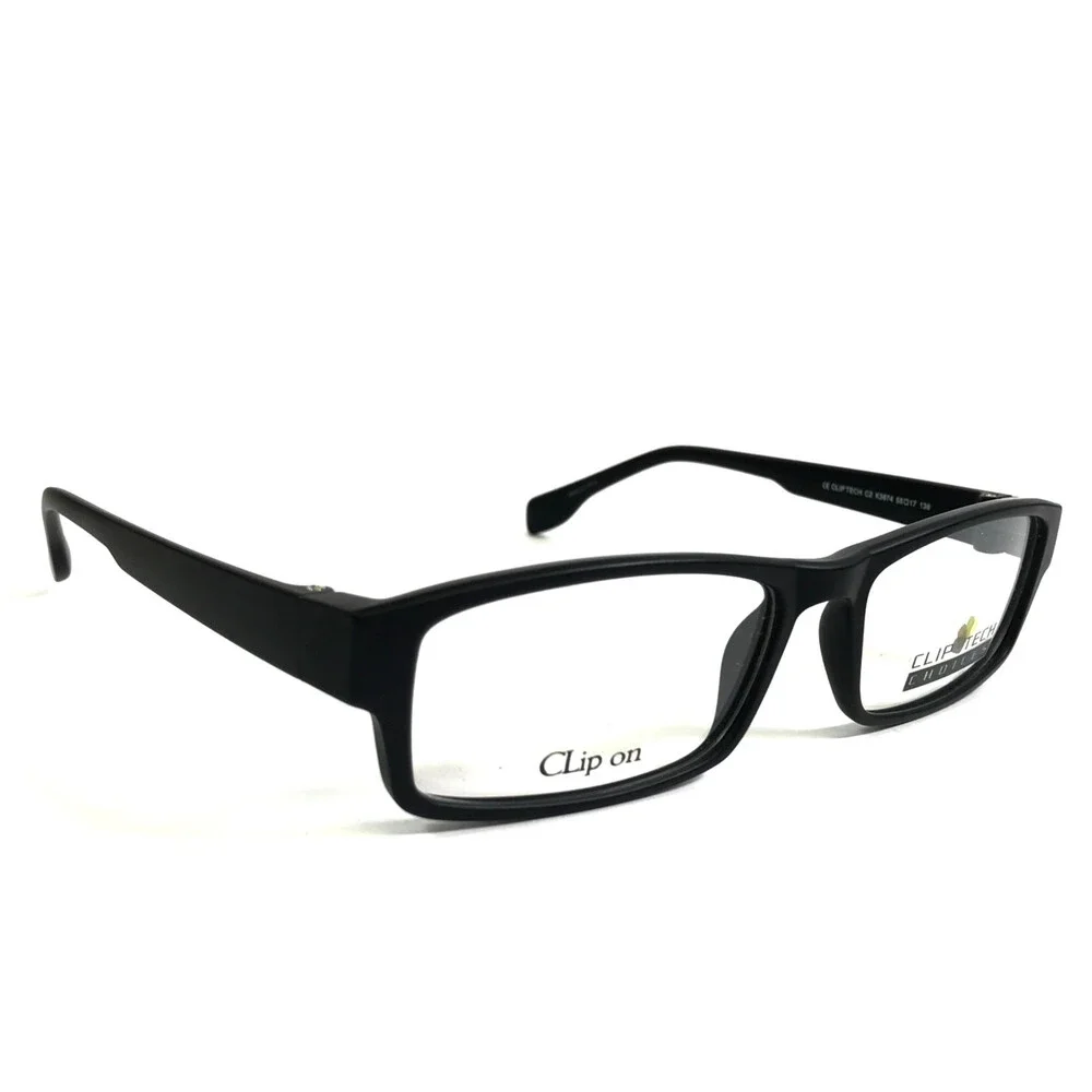 Clip Tech Choices Eyeglasses Frames K3874 C2 Black Rectangle Full Rim 55-17-38